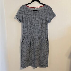 Boden Blue Sheath Midi Dress Crew Neck Short Sleeve